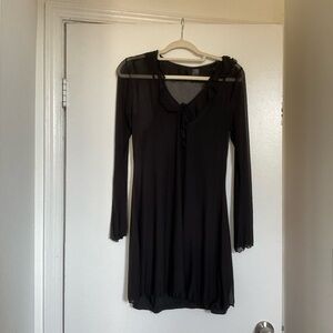 H&M Black Sheer Ruffle Mini Dress
